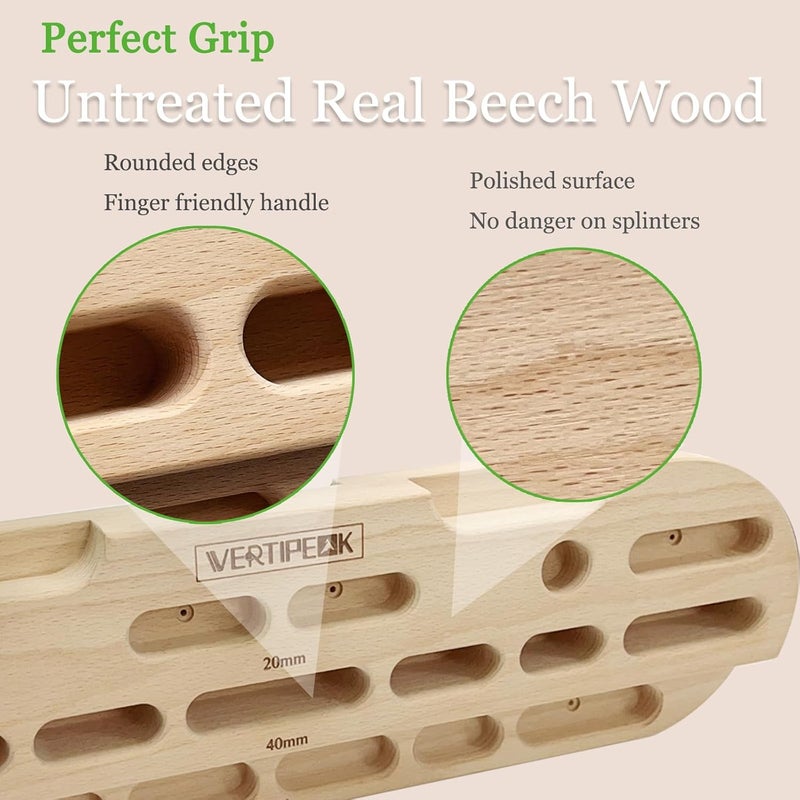 VERTIPEAK Store Wooden Hangboard Rock Climbing, Climbing Fingerboard with Mounting Kit for Bouldering, Finger Strength and Pull Up, Training Board with Adjustable Silicone Depth Spacers or Basic - Image 5
